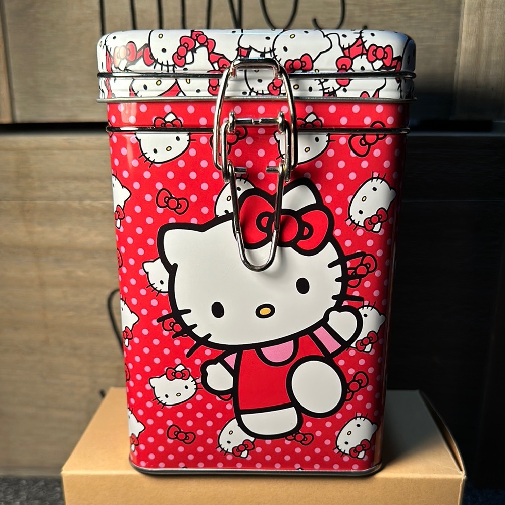 Hello Kitty Red Polka Dot Tin Box Kitchen Canister.